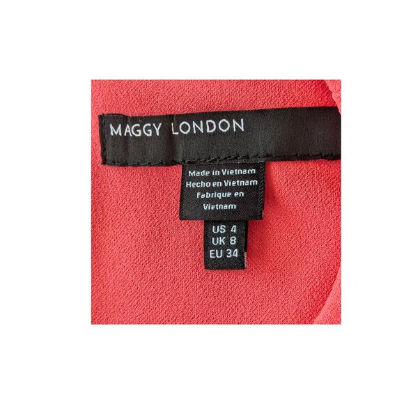 Maggy London Calypso Coral Fit & Flare Dress | Asymmetrical Hem | Size 4 | NWT - Picture 5 of 9